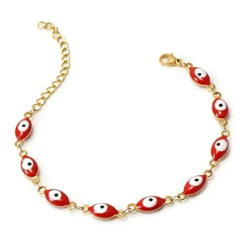 Produktbild: BESTYASH Ovaler Augapfelschmuck Perlenarmbänder Golddekor Goldarmreif Handschmuck Handgelenkbänder Armbänder Dekorative Handgelenkkette Perlenarmband Mit Bösem Blick Roter
