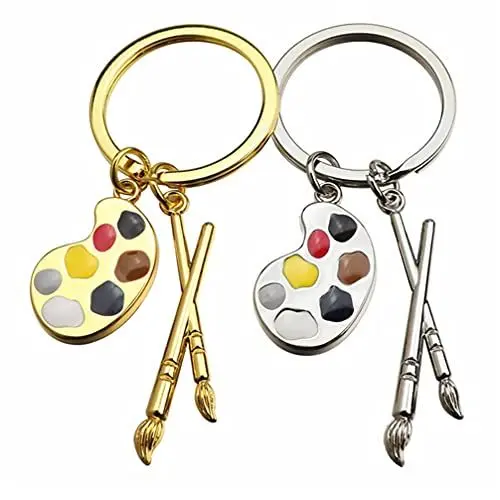 Produktbild: BESTYASH 2pcs Metall Schlüsselanhänger Schlüssel Mit Malerei Tablett Charme Süß Und Dekorativ