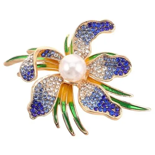 Produktbild: BESTYASH Strass-orchideen-blumen-pin, Stilvolle Künstliche Perlenbrosche Für Kleider, Strickjacken, Blumen-reversnadel, Elegante Kleine Gefälschte Blumen-brosche