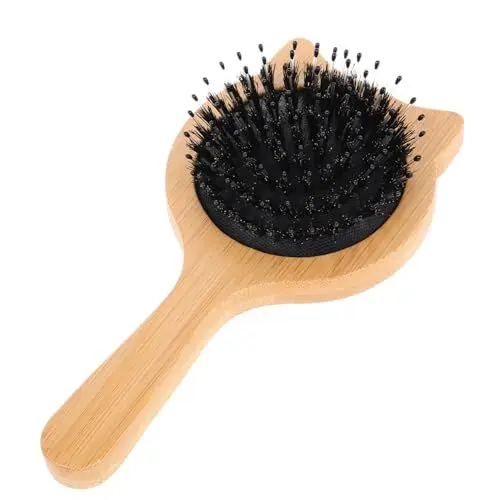 Produktbild: BESTYASH feine Haarbürste Haarwachsstift Paddelbürste Lockenbürste für Männer Haarbürste für Kleinkinder Blumenhaarbürste süße Haarbürste glatte Rückenbürste Bambus Khaki
