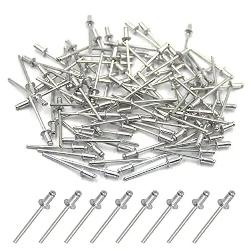 Produktbild: BESTYCHAO 100 Stück 3.2 x 6mm Aluminium-Blindnieten, Pop-Nieten mit offenem Ende, Packung mit 100 (Silber)
