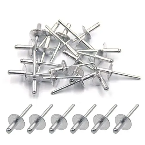 Produktbild: BESTYCHAO 50 Stück Aluminium-Blindnieten mit großem Flansch 4,8mm x 12mm, 50er-Pack (Silber)