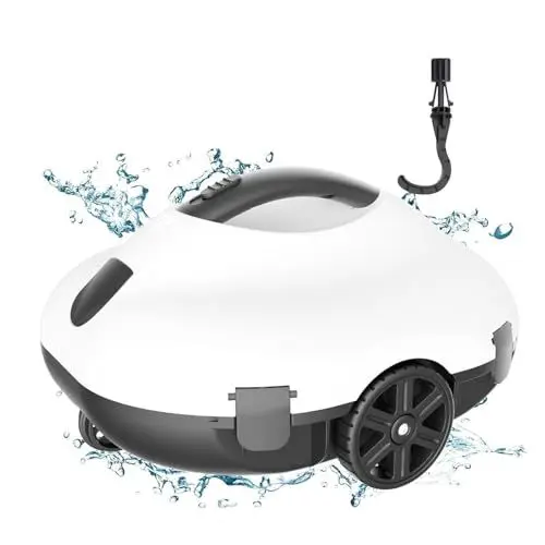 Produktbild: Bestyks Poolroboter, Poolroboter Akku, 130 Minuten Starke Reinigungskraft, 80 m², 5200-mAh-Akku, Automatisches Parken, Kabelloser Poolroboter Dual-Antriebsmotoren für Flachem Boden Pool