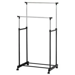 Produktbild: bestyks Kleiderständer,Kleiderständer auf Rollen,3 Tier Kleiderstange Größe 145 x 43 x 160cm,Doppelstangen-kleiderständer (AMJD27600)