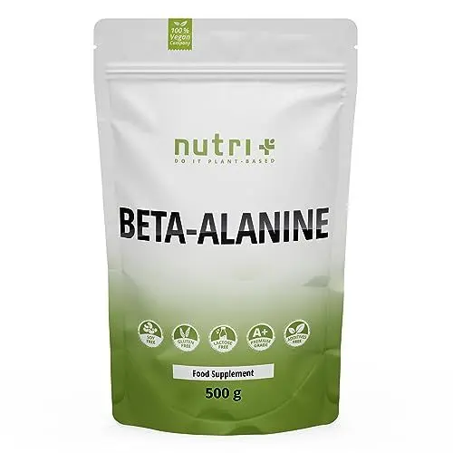 Produktbild: Beta Alanin Pulver 500 g - vegan rein hochdosiert und ohne Zusätze - Pre Workout Booster - Nutri + ß Alanine Powder - ideal als Trainingsbooster