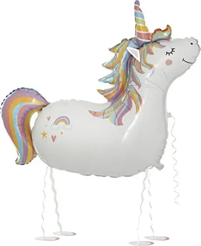 Produktbild: Betallic 18107-P Folienballon Einhorn mit Leine, Mehrfarbig, Ballon, 1 Stück, 14.5 x 18.5 x 0.25 cm, Kinder, Unisex-Kinder