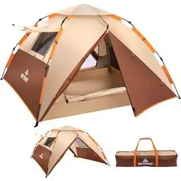 Produktbild: BETENST Camping Zelt, Pop Up Zelt 3 Personen Familie Kuppelzelt Wasserdicht Winddicht mit 2 Mesh-Tür, 2 Mesh-Fenster, 2 in 1 Doppelschichten, Tragetasche für Camping Wandern Backpacking