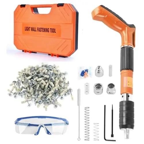 Produktbild: Beton Nagelpistole,Nagelpistole Kit mit 110pcs Nägeln, 5-Speed verstellbare manuelle Stahl Nagelpistole, tragbare Nagelpistole Kits Werkzeug