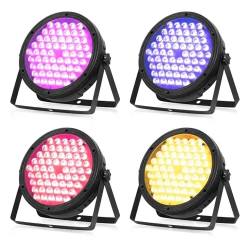 Produktbild: BETOPPER 120W LED Par Licht RGBW 4-in-1 Bühnenlicht Moving Head Led Par Strahler mit DMX 512, Sound Activated Led Scheinwerfer DiscoLicht Partylicht Bühnenbeleuchtung DJ Lights für Bar, Hochzeit, 4S
