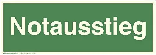 Produktbild: Betriebsausstattung24® Fluchtwegschild Notausstieg | Folie, langnachleuchtend 30 x 10,5cm | DIN 67510 Klasse C