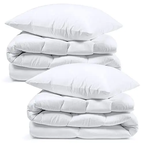 Produktbild: Ganzjahresdecke Bettdecke Set: 2 Stück 135x200 + 2 Stück 80x80 cm - Bettdecken Duvet Bett Decke Steppdecke Schlafdecke Steppbettdecke Quilt mit Füllung aus Microfaser weiß Oeko-Tex-Zertifikat
