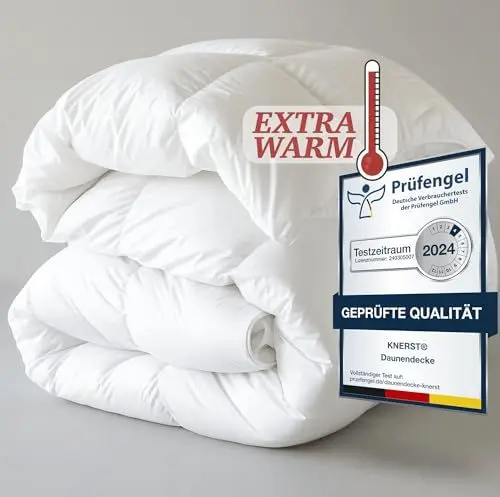 Produktbild: Bettdecke 240x220 - Federbettdecke Winterdecke mit Daunen & Federn - Extra Warm & Flauschig - Bettdecke Winter Waschbar & Atmungsaktiv - Daunendecke Ökotex Zertifiziert