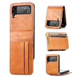 Produktbild: betterfon Hülle für Samsung Galaxy Z Flip 3 5G - Handyhülle Galaxy Z Flip3 5G, Flip Case Klapphülle Schutzhülle mit Kartenfächer für Samsung Z Flip 3 5G, Braun