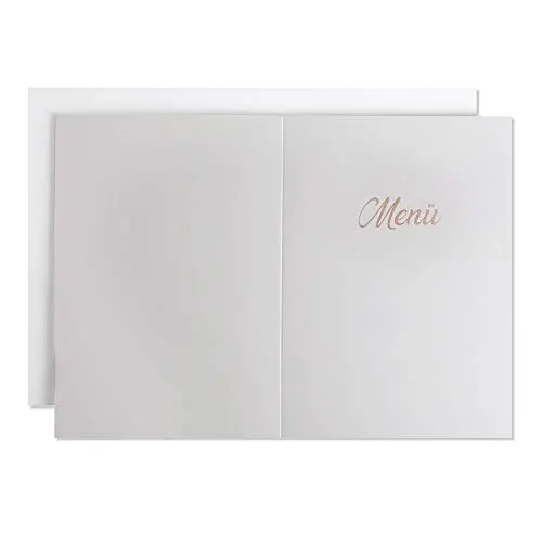 Produktbild: Betterpress® Menükarten mit Prägung rosegold, 10 Stück, offen im Format DIN A4, geklappt im Format DIN A5, für Hochzeiten und andere Feste (Script, Papier)