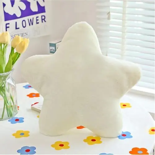 Produktbild: Bettschlange Kuschelkissen Kinder, Stern Kinderkissen, Weiche Flauschige Sternenkissen, Kissen Kinderzimmer Sternform Dekokissen für Mädchen & Jungen Zuhause Schlafzimmer,Weiß,30x30cm