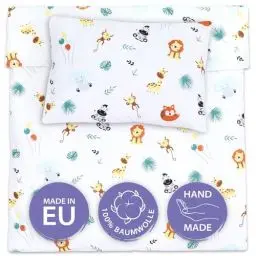 Produktbild: Bettwäsche 90x120 Kinder Baumwolle – Kinderbettwäsche Baby Jungen Mädchen Bettwäsche-Sets Bettbezug 90 x 120 cm Kissenbezug 40x60 Safarimotiv