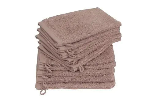 Produktbild: Betully 10 Stück Waschlappen Frottee Set aus 100% Baumwolle 16x21 cm Schnelltrocknendes 500 gr/m² Türkisches Baumwolle Handtücher Set (Beige)