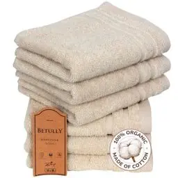 Produktbild: Betully 30x50 cm Gästehandtücher Set 6 Stück aus 100% Baumwolle Schnelltrocknendes 500 gr/m² Türkisches Baumwolle Handtücher Set (Creme)