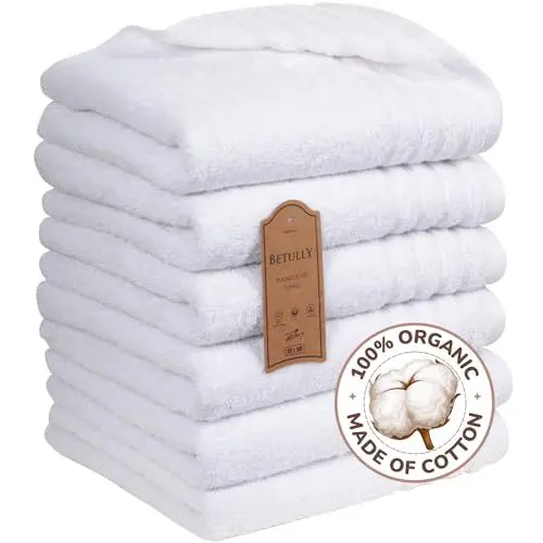 Produktbild: Betully 50x100 cm Handtücher Set 6 Stück aus 100% Baumwolle Schnelltrocknendes 500 gr/m² Türkisches Baumwolle Gästehandtücher Set (Weiß)