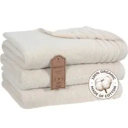Produktbild: Betully 70x140 cm Badetücher Set 3 Stück aus 100% Baumwolle Schnelltrocknendes 500 gr/m² Türkisches Baumwolle Gästehandtücher Set (Creme)