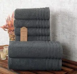 Produktbild: Betully Handtücher und Badetücher Set aus 100% Baumwolle Schnelltrocknendes 500 gr/m² Türkisches Baumwolle Gästehandtücher Set (4 Handtücher und 2 Badetücher, Anthrazit)