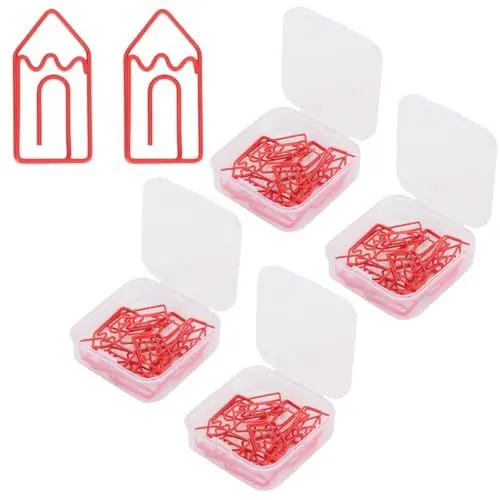 Produktbild: Beufee 48pcs Papierclips, Bleistiftformpapierklammern Dekorative Papierclips Lesezeichen Planer Clips mit Aufbewahrungsbox für Büroschule