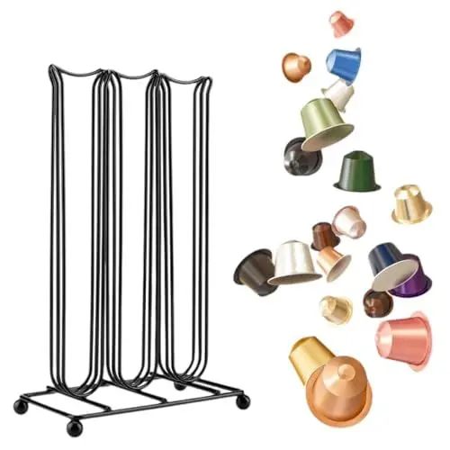Produktbild: Beufee Kaffeepadhalter, Kaffeekapselhalter aus Eisen, Kaffeekapselständer, Kaffeepad-Organizer für 42 Stück Kapseln, Schwarz