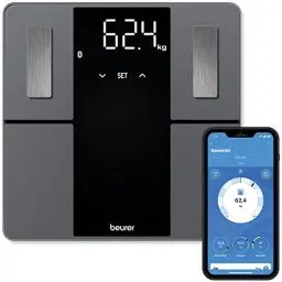 Produktbild: Beurer BF 500 Diagnosewaage mit Bluetooth, Testsieger bei Stiftung Warentest, digitale Körperwaage mit App, Ermittlung und Analyse der Körperwerte, Messung von Körperfett und Muskelanteil, XL-Display