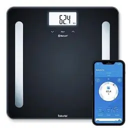 Produktbild: Beurer BF 600 Diagnosewaage schwarz, Messung von Körperfett, Körperwasser, Muskelanteil und Knochenmasse, mit App-Anbindung