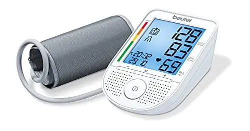 Produktbild: Beurer BM 49 Sprechendes Blutdruckmessgerät (DE, FR, IT, NL) mit Risiko-Indikator und Arrhythmie-Erkennung, zwei Benutzerspeicher mit 60 Speicherplätzen, Meldung bei Anwendungsfehlern