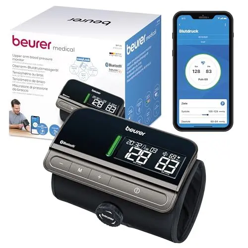 Produktbild: Beurer BM 81 easyLock Oberarm-Blutdruckmessgerät, klinisch validiert, Manschette mit einfachem Drehverschluss, ohne Schläuche oder Kabel , sanfte und schnelle Messung, mit App-Anbindung