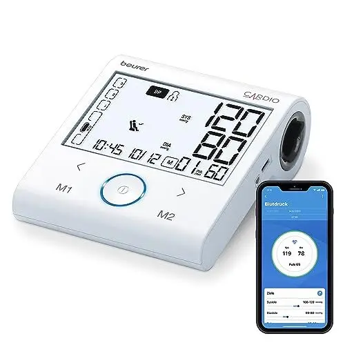 Produktbild: Beurer BM 96 Cardio Blutdruckmessgerät mit EKG-Funktion, Blutdruck- und Pulsmessung am Oberarm, zur Erkennung von Vorhofflimmern (AFib) zur Schlaganfallprävention, für Umfänge von 22-42 cm