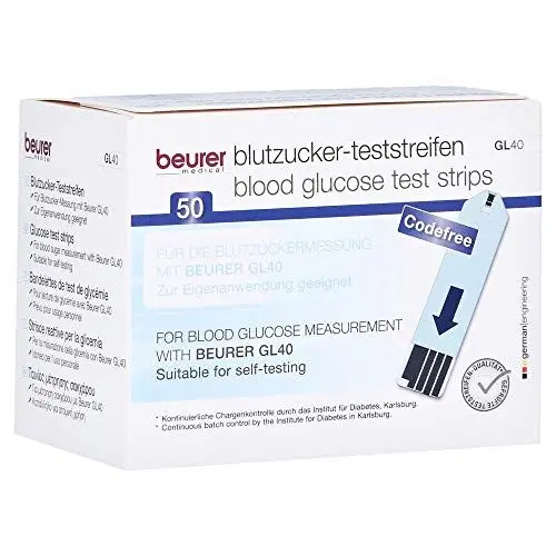 Produktbild: Beurer Blutzucker-Teststreifen (zur Verwendung mit GL 40), 50 Stück