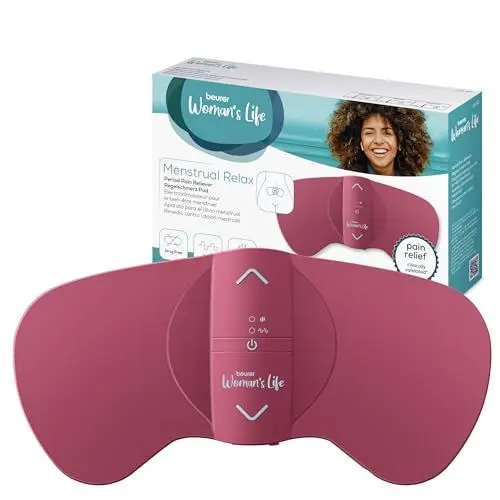 Produktbild: Beurer EM 50 Menstrual Relax, Menstruationspad mit TENS und Wärme-Funktion, gegen Menstruationsschmerzen und Schmerzen aus Endometriose, klinisch validierte und natürliche Linderung, tragbar, Akku