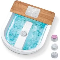Produktbild: Beurer FB 65 Wellness Fußsprudelbad mit Wasserheizung und zuschaltbarer Beleuchtung, integrierte rotierende Pedikürestation, entspannte Vibrations- und Sprudelmassage