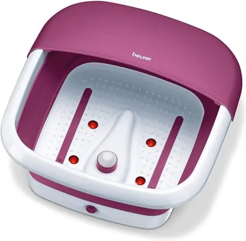 Produktbild: Beurer FB 30 Faltbares Fußsprudelbad mit Wasserheizung, Vibrations- und Sprudelmassage, massageunterstützendes Fußbett, Infrarot-Lichtpunkte, integrierte Pedikürestation