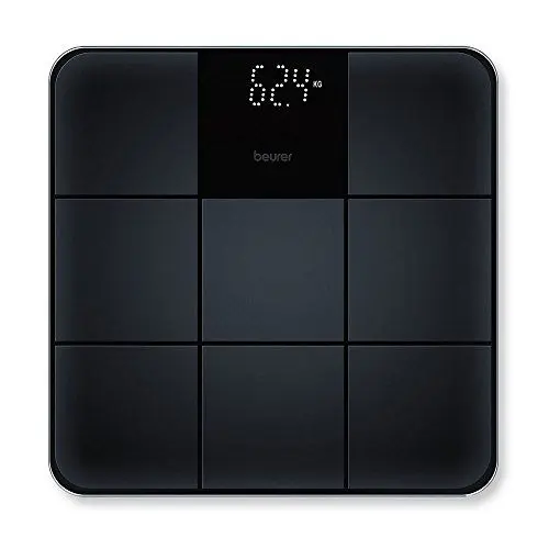 Produktbild: Beurer GS 235 Glaswaage, Digitale Personenwaage mit Magic-Display, Anti-Rutsch Oberfläche in matter Fliesenoptik, Ein- und Abschaltautomatik, schwarz