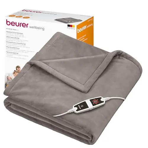 Produktbild: Beurer HD 150 XXL Heizdecke, elektrische Wärmedecke mit Abschaltautomatik, 200 x 150 cm, 6 Temperaturstufen, maschinenwaschbar, Kuscheldecke, taupe