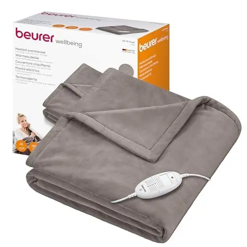 Produktbild: Beurer HD 75 Heizdecke, kuschelige Wärmedecke mit 6 Temperaturstufen, Sicherheitssystem und Abschaltautomatik, maschinenwaschbar, taupe, 180 x 130 cm