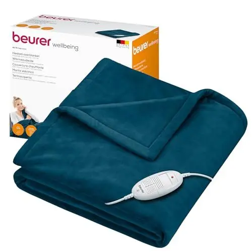 Produktbild: Beurer HD 75 Ocean Heizdecke, kuschelig weiche Wärmezudecke, 6 Temperaturstufen, maschinenwaschbar, mit Abschaltautomatik und besonders sicher, petrol, 180 x 130 cm