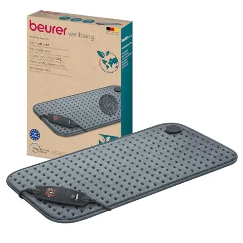 Produktbild: Beurer HK 123 Green Planet Heizkissen, Made in Europe, Ober- und Unterseite aus 100% recyceltem Material, kuschelig weich, 60 x 30 cm, 6 Temperaturstufen und Abschaltautomatik, maschinenwaschbar, grau