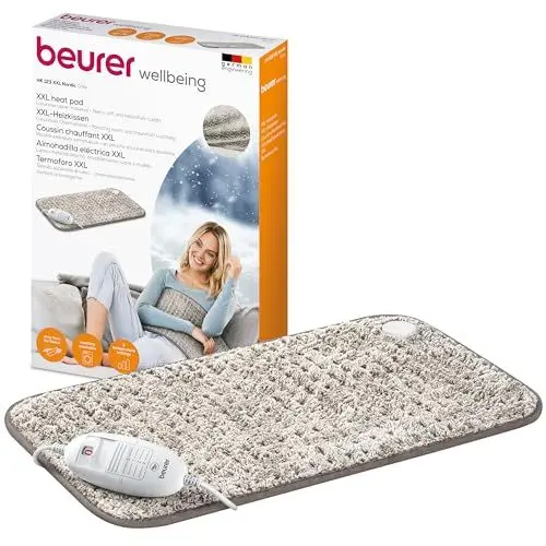 Produktbild: Beurer Heizkissen HK 123 XXL Nordic, kuscheliges Wärmekissen mit 3 Temperaturstufen und Abschaltautomatik, maschinenwaschbar, made in Europe, XXL-Format 60 x 30 cm, Felloptik