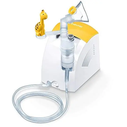 Produktbild: Beurer IH 26 Kids Inhalator mit Giraffen-Aufsteckfigur zur Verneblung von flüssigen Medikamenten, für eine effektive Inhalation bei Kindern, mit hoher Verneblungsleistung und kurzer Inhalationszeit