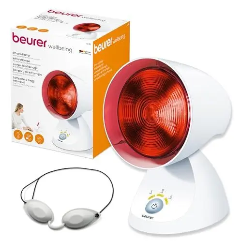 Produktbild: Beurer IL 35 Infrarotlampe, wohltuendes und wärmendes Infrarotlicht mit 3-stufigem Timer, 5 Neigungswinkeln, Lockerung von Muskeln und Linderung von Verspannungen, 1 Stück , Weiß