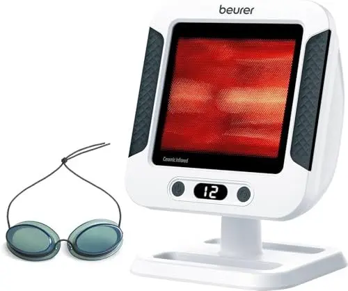 Produktbild: Beurer IL 60 Infrarot-Wärmestrahler, wohltuende Wärme bei Erkältung und Muskelverspannung, Medizinprodukt mit 300 Watt, Glaskeramikscheibe mit UV-Schutz, Schirm verstellbar, Made in Europe