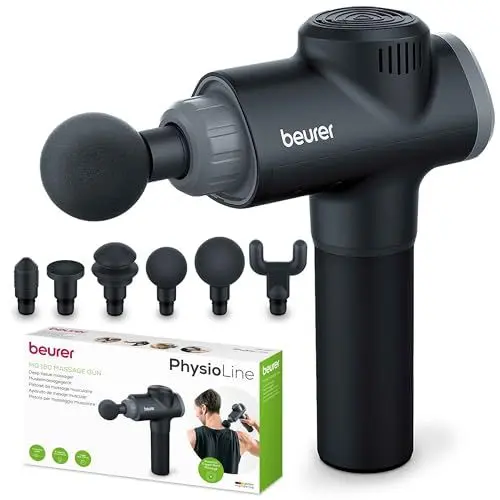 Produktbild: Beurer MG 180 Massage Gun, Massagepistole mit 6 Aufsätzen, 4 Intensitätsstufen zur gezielten Muskelmassage, anwendbar für alle Muskelpartien zur Aktivierung und Regeneration , (1er Pack)