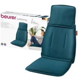 Produktbild: Beurer MG 330 Shiatsu-Massagesitzauflage, 3 Massagebereiche und 2 Intensitäten, tiefenwirksame Massage für Nacken, oberen und unteren Rücken, handsimulierende Massage im Nackenbereich, petrol