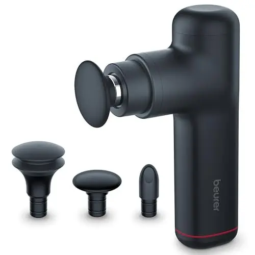 Produktbild: Beurer MG 79 Massage Gun Sensitive, kompakte Massagepistole mit 3 Aufsätzen, sanfte Triggerpunktmassage für empfindliche Körperbereiche, handliches Muskelmassagegerät mit 3 Intensitätsstufen