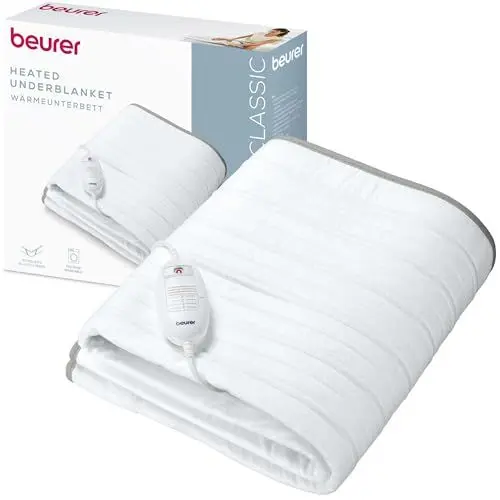Produktbild: Beurer TS 17 Wärmeunterbett, weiches Vliesmaterial, rutschfest dank Fixierung mit Gummiband, 3 Temperaturstufen, 150x80 cm, Sicherheitssystem, abnehmbarer Schalter, maschinenwaschbar bei 30 °C, Grau
