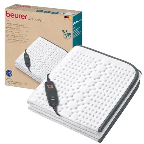 Produktbild: Beurer UB 60 Green Planet Wärmeunterbett, Made in Europe, Ober- und Unterseite hergestellt aus 80 % recyceltem Material, kuschelig weich, 150 x 80 cm, Abschaltautomatik, 4 Temperaturstufen, waschbar